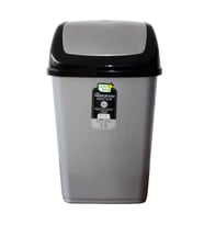 Polytime Sallanır Kapak Ofis Banyo Mutfak Bahçe Çöp Kutusu Kovası / 2,5 Litre / Gri / 24x12x16 Cm.