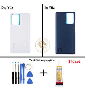 Xiaomi Mi 11T PRO Ay Işığı Beyazı Arka Pil Kapağı Batarya Kapağı + Yapıştırıcı ve Vida Seti