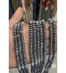 Hematit Taşı Fasetli Kesim Parlak Gümüş 8x3mm Doğal Taş Dizi