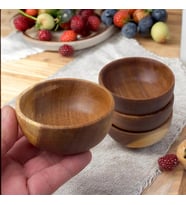 4'lü Yuvarlak Akasya Çerezlik, Sunum Kasesi, Zeytinlik, Kahvaltı Sunumluk 8 cm - 4 cm
