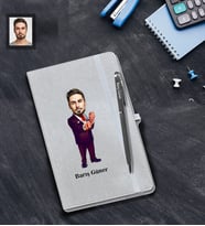 Kişiye Özel Kabadayı Karikatürlü Gri Defter Kalem Hediye Seti Bay-1