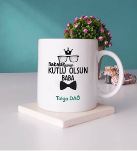 Babalar Günü Hediyesi Babaya Hediye - 2 - Kupa Bardak ve Taş Bardak Altlığı Hediye Seti