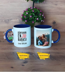 Babalar Günü Hediyesi Kupa Bardak Lacivert Fotoğraflı Babaya Doğum Günü Hediyesi