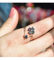 Gümüş Rose Mistik Topaz Yonca Bayan Yüzük