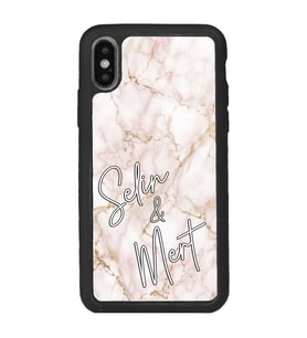 iPhone Xs Max Uyumlu Gold Mermer Tasarımlı Glossy Telefon Kılıfı