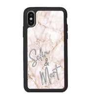 iPhone Xs Max Uyumlu Gold Mermer Tasarımlı Glossy Telefon Kılıfı