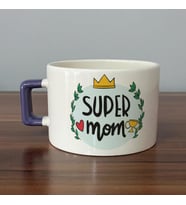 Super Mom Yazı Baskılı Mor Kulplu C Fincan