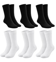 Unisex Basic Siyah Beyaz Soket Çorap 6'lı Set Kadın Erkek Spor Günlük Uzun Ribanalı Rahat Çorap Set — Renk: Çok Renkli, Beden: 36-40