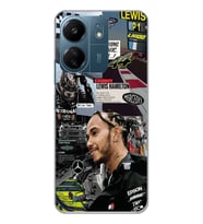 Xiaomi Redmi 13C Uyumlu Lewis Hamilton Kolaj Tasarımlı Şeffaf Telefon Kılıfı
