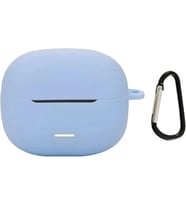 Xiaomi Redmi Buds 8 ile Uyumlu Silikon Kulaklık Kılıfı, Karabina Kancalı, Alt Şarj Kapağı Açılabilir, Darbe Emici Çizilme Önleyici Kaymaz Koruyucu Kulaklık Kılıfı Bebe Mavisi