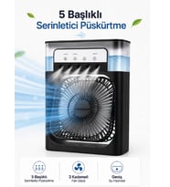 Modern Püskürtmeli Masaüstü Fan Geniş Su Haznesi, 5 Sis Çıkışı, 3 Kademe Fan Gücü