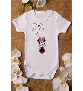 I Love Mom And Dad Organik Baskılı %100 Pamuklı Zıbın