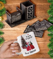 Kişiye Özel Yılbaşı Tasarımlı Kupa Ve Ahşap Takvim Seti (Model 1)