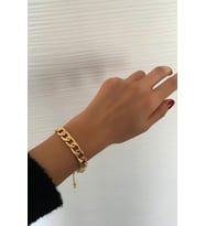 Gold 24k Altın Kaplama Klasik Zincir Bileklik Ayarlanabilir