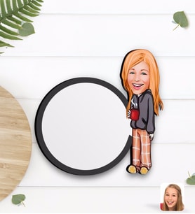 BK Gift Kişiye Özel Kadın Karikatürlü Ahşap Bardak Altlığı-100