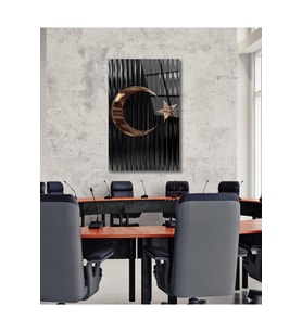 Türk Bayrağı Cam Tablo Modern Ev Ofis Salon Hediyelik Büyük Tablo Duvar Dekoru (Çok Renkli)