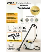Mieco Stella Deluxe  5 Bar/ 2100W / Çok Fonksiyonlu 20 Parça Çok Fonksiyonlu Buharlı Temizleyici - Buharlı Temizlik Makinesi - Beyaz