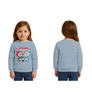 Unisex Labubu Baskılı Çocuk Swaetshirt 3 İplik Şardonlu (Mavi)