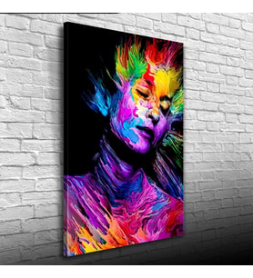 Dekoratif Canlı Renklerden Oluşan Kadın Figürü Kanvas Tablo 50 x 70