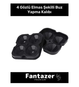 Özel Üretim 4 Gözlü Kırılmaz Esnek Silikon Kokteyl İçecek Elmas Şekilli Buz Yapma Kalıbı