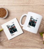 Kişiye Özel İnstagram Tasarım Fotoğraflı Beyaz Kupa ve Bardak Altlığı
