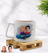 BK Gift Kişiye Özel Sevgililer Karikatürlü Middle Beyaz Kupa Bardak Model 52