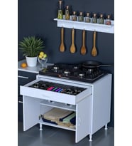 Eliusta Yankı 56 cm Derinlik 80 cm Genişlikte Dolap Baharat Raflı Set Üstü Ocak Uyumlu 808856 cm Dolap (Beyaz)