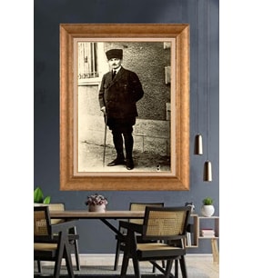 Altın Varaklı Çerçeveli Paspartulu Atatürk Tablo nh31 (Gold)