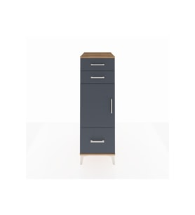 Kronos Dolap 2 Raflı 3 Çekmeceli Tek Kapaklı 44x59x134 Çam-Antrasit