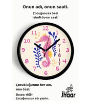İsme Özel Denizatı Çocuk Odası Duvar Saati Orta Boy 30 cm Siyah Camlı Sessiz