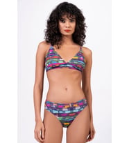 Endeep Kadın Çizgi Desenli Özel Lurex Kumaşlı Toparlayıcı Bikini Takımı