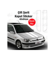 Oto Kaput Sticker Beyaz 2 Şerit 40*84 Cm