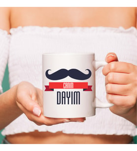 LB Aile Temalı Canım Dayım Beyaz Kupa Bardak, Dayıya Hediye