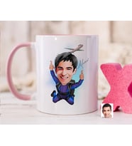 Bk Gift Kişiye Özel Paraşüt Karikatürlü Pembe Kupa Bardak-1, Sevgiliye Hediye, Arkadaşa Hediye
