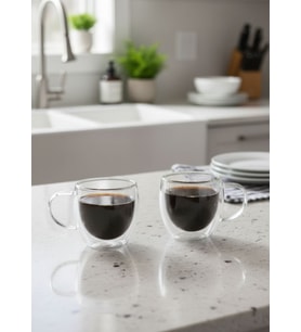 2'li Kahve Bardağı Seti Çift Cidarlı Kuplu Cappuccino Bardağı 250 ml