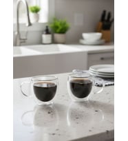 2'li Kahve Bardağı Seti Çift Cidarlı Kuplu Cappuccino Bardağı 250 ml