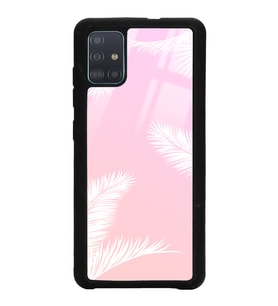 Samsung A51 Uyumlu Beyaz Palmiye Tasarımlı Glossy Telefon Kılıfı