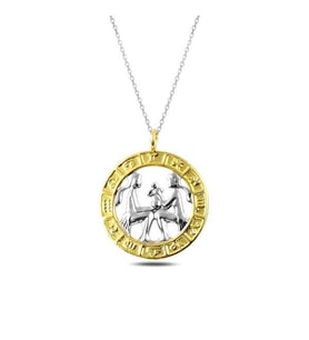 Hk Gümüş Kadın Kolye Gold İkizler Burcu Gümüş Takı Hediyelik Ürünler