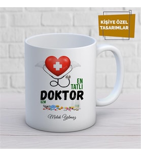 Kişiye Özel İsim Yazılabilir Tatlı Doktor Kupa Bardak