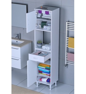 Eliusta Vero 5 Bölmeli 50 cm Genişlikte Dolap Çok Amaçlı Kullanım Banyo Dolapı 50x173x32,5 cm Dolap (Beyaz)