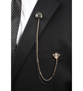Esgue Gold Zincirli Ceket Yaka İğnesi