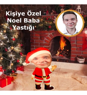 Kişiye Özel Noel Baba Yılbaşı Tasarımlı Şekilli Yastık