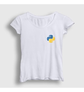 Presmono Kadın Beyaz Logo Python Developer Yazılımcı T-Shirt 336412tt (Beyaz)