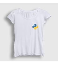Presmono Kadın Beyaz Logo Python Developer Yazılımcı T-Shirt 336412tt (Beyaz)