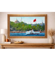 Altın Varaklı  Çerçeveli Paspartulu Tablo as996 (Gold)