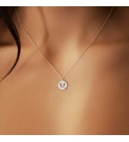 Minimal Üzgün Yüz Emoji Kolye 925K Gümüş