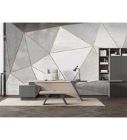 Beyaz Gri Geometrik Desenli 3D Duvar Kağıdı