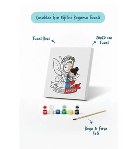Anneler Günü Eğitici Boyama Tuvali Şövalesiz Boya Seti 20x20 cm