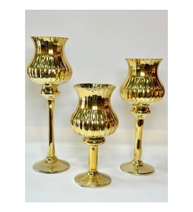 GAGA-151 3'LÜ ŞAMDAN SET GOLD 1