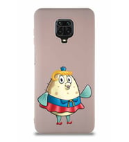 Xiaomi Redmi Note 9 Pro Soft Premier Kapak Bayan Puff Tasarımlı Silikon Kılıf - Pudra (Şeffaf)
